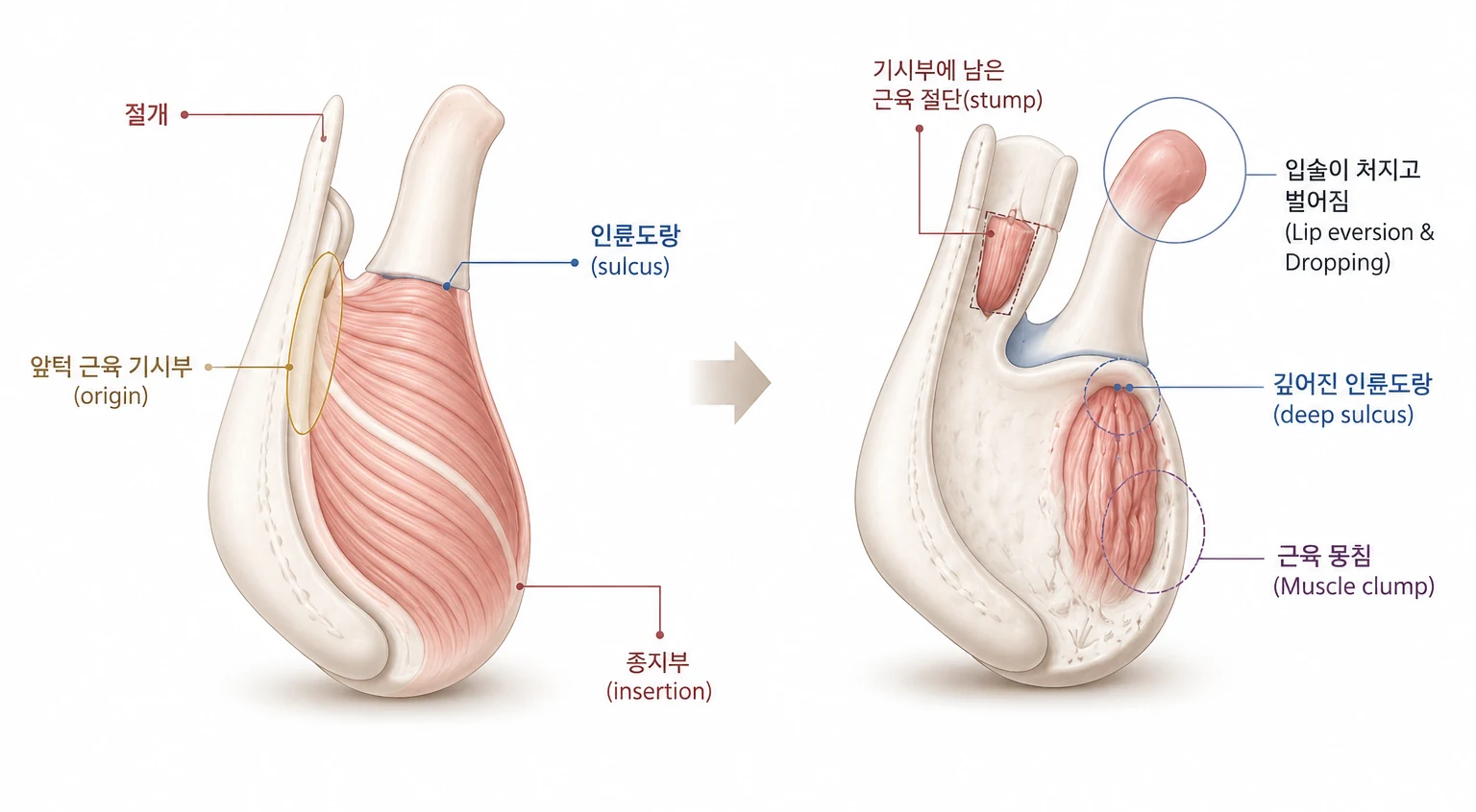 턱끝 처짐의 해부학적 기전